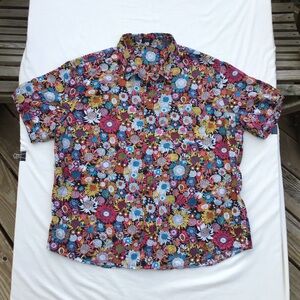 Coofandy Mens Multicolor Wild Flower Print Short Sleeve Button Up Shirt 3XL